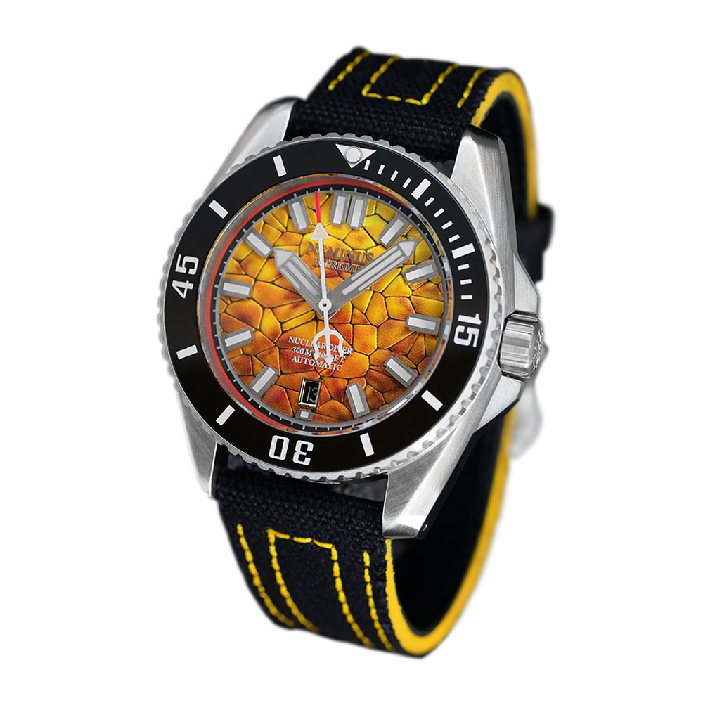 Neminus Xtreme Diver 300 Yellow Nuclear Automatic Diver Watch 44mm